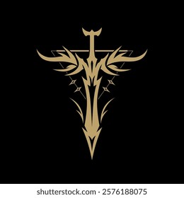 mysterious golden magical sword logo abstract