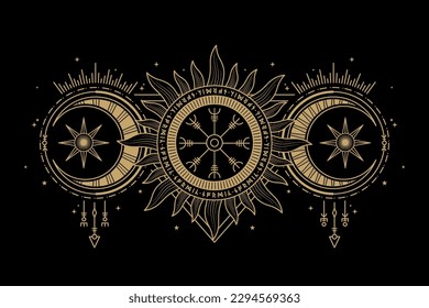 mysterious golden nordic symbol vector design