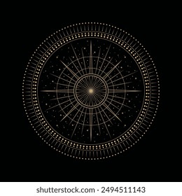 mysterious golden star burst symbol vector design