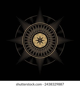 mysterious golden sun magical logo vector design