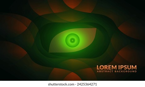 Mysterious green eyes behind a dark red symmetrical patterned stone. Abstract background design