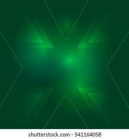 Mysterious green triangles placed in a dark green with a glow. 