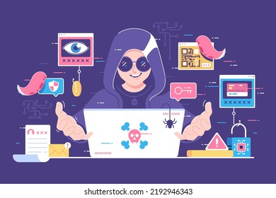 mysterious hacker concept illustration design