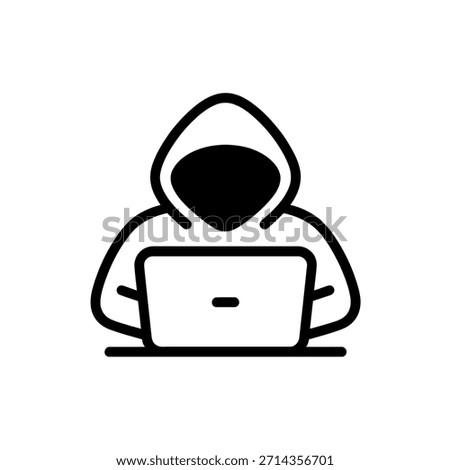 Mysterious Hacker Silhouette Working on a Laptop Computer Symbolizing Cybercrime and Data Security Vulnerabilities Issues