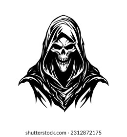 Mysterious and haunting hand drawn illustration of the Grim Reaper, symbolizing the inevitable cycle of life and death.