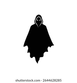 Misteriosa figura encapuzada fantasmagórica silhueta assustador halloween.
