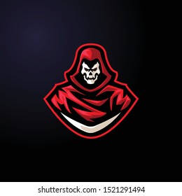 Mysterious hooded man like ninja or assassin Mascot Logo template for streamer gamer or any esports activity