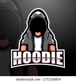 Mysterious hooded man mascot esport logo design