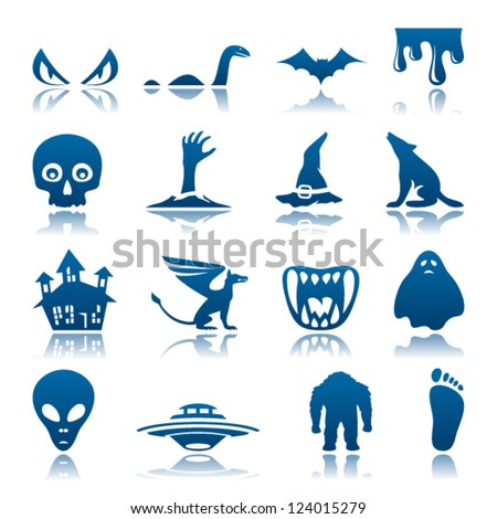 Mysterious and horror icon set