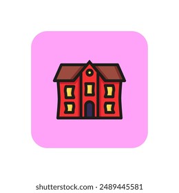 Mysterious house line icon. Building, spooky, mystic. Halloween concept. Vector illustration can be used for topics like haunting house, nightmare, architecture