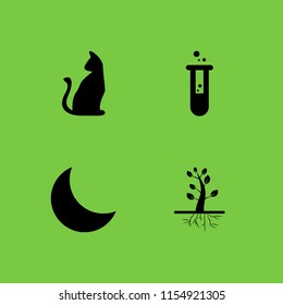 mysterious icon. 4 mysterious set with moon, potion, halloween black cat and forest vector icons for web and mobile app