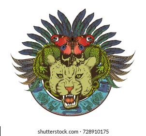 Mysterious Jaguar the shaman. Vector illustration