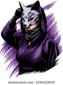 Mysterious kunoichi wearing fox mask.
