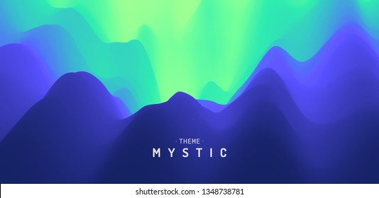 Mysterious landscape background. Mystic vector Illustration. Trendy gradients. Can be used for advertising, marketing, presentation.
