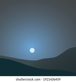 Mysterious landscape with moonlight and mountains