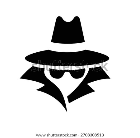 Mysterious man with black glasses and a black hat