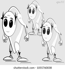 Mysterious man collage
Character kind man style cartoon big eyes oval head big boot black and white drawing
