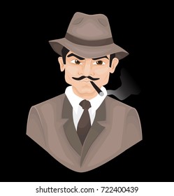 Mysterious man, detective illustration. Vector art.