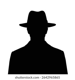 Mysterious man in fedora hat silhouette.