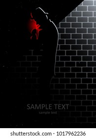 mysterious man with hat lighting up cigar in dark alley at night, cinematic urban vector