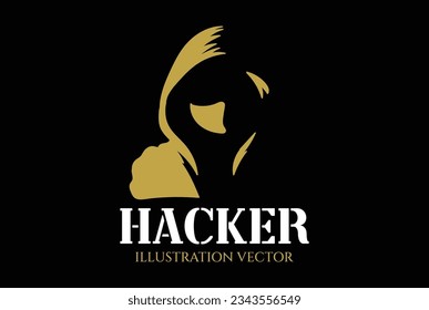 Mysterious Man with Hoodie Jacket for Hacker Icon Illustration Design Vector