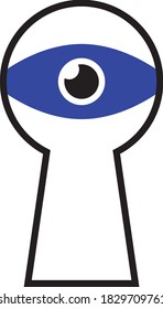 Mysterious Man Viewing Vector Icon Design, Keyhole looking concept, Private Spy Logo Vector Icon Design, Criminal investigation Symbol on White background