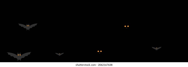 Mysterious Monster Horror Creepy Funny Backdrop. Vampire Spooky Gothic Faces White Bats. Orange Black Dracula Chaos Fear Halloween Modern Design. Cartoon Sky Party Grey Scary Bats Design Pic.