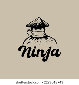 Mysterious ninja character vector logo design