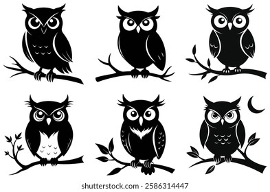 Mysterious Owl Silhouettes Collection for your project