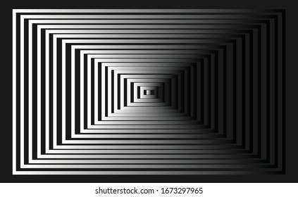Patrón misterioso abstracto en blanco y negro. Arte de cuadrados ópticos. Fondo de ilusión. Geométrica moderna. Diseño para papel tapiz, envoltura, tela, fondo, impresiones, degradado, Texturas