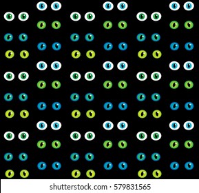 Mysterious pattern with eyes on a black background