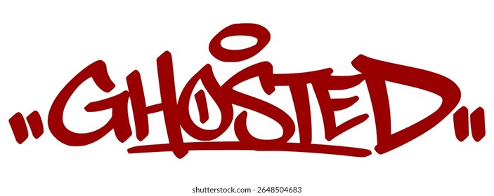 Misterioso graffiti vermelho tag "Ghostname" com fade-estilo gotejamento e fundo transparente. Gíria moderna para cortar o contato ou desaparecer.