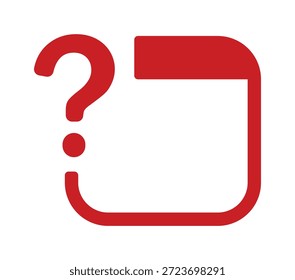 Misterioso signo de interrogación rojo sobre fondo blanco con un rectángulo rojo.