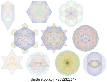 Mysterious sacred geometric pattern variation set