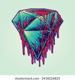 Mysterious scary melting diamond vector illustrations for your work logo, merchandise t-shirt, stickers and label designs, poster, greeting cards advertising business company or brands