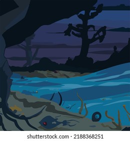 A mysterious and sinister dystopian landscape