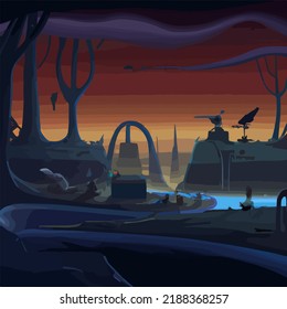 A mysterious and sinister dystopian landscape
