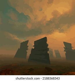 A mysterious and sinister dystopian landscape