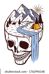 Mysterious skull land vector illustration