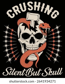 Mysterious Snake Wrapped Around Skull - Serpentine Power Symbol