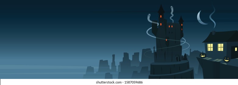 Mysterious and Spooky Night Scene Banner