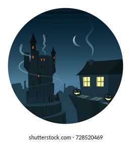 Mysterious and Spooky Night Scene Round Icon