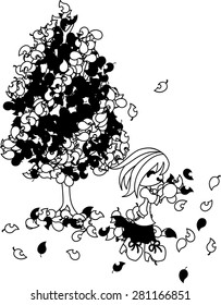 The mysterious tree of red leaf and yellow leaf.