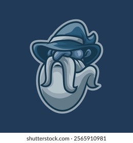 Mysterious Wizard Head Esport Mascot Vector Illustration is perfect for your brand business