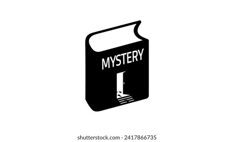 Mystery book sign, black isolated silhouette