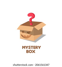 Mystery box with face scary Logo. Clipart image isolated on white background
