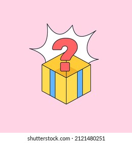 Mystery Box Icon Question Mark Inside Gift Box For Rare Upcoming Product Online Shop Social Media Marketing