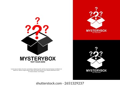 Logotipo da Mystery Box: uma caixa aberta com pontos de interrogação. Representa surpresa, conteúdo oculto ou itens desconhecidos.