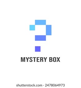 Plantilla con logo de Mystery box. Cuadro con forma de Ilustración vectorial de signo de interrogación