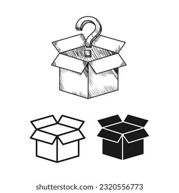 Mystery box. Lucky box. hand drawn style icon vector on white background